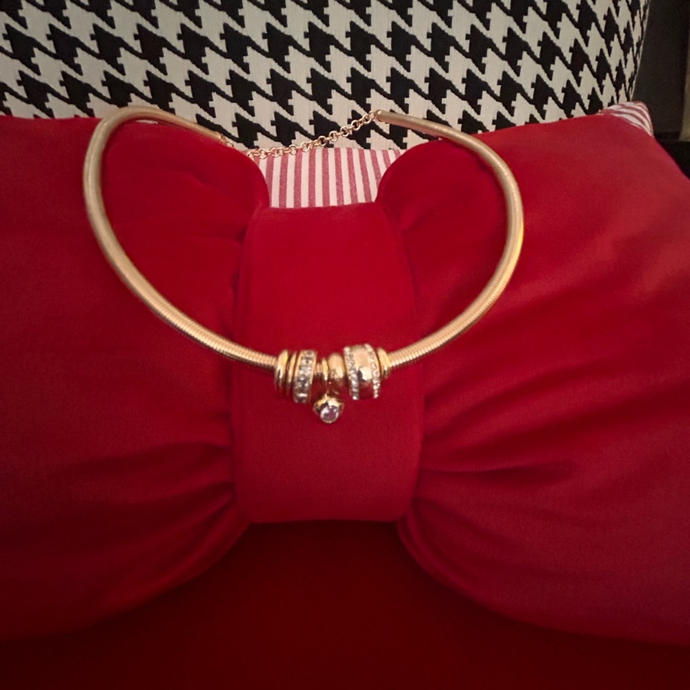 Anthropologie Elegant Gold Necklace with Crystal Accents